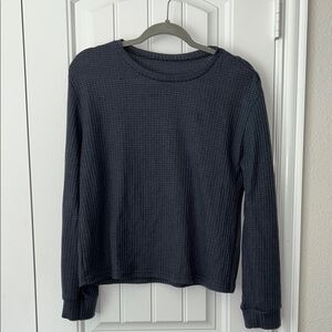 Cozy Dark Gray Waffle Knit Long Sleeve